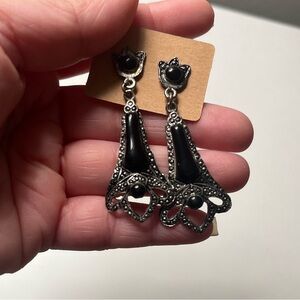 Black Filigree Drop Earrings - Elegant Women’s Jewelry